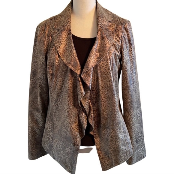 Chicos Faux Leather Cheetah Print Jacket Size Small - Picture 3 of 9